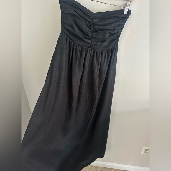 DIISH black linen Bonnie sweetheart maxi dress size 4 - Picture 5 of 11